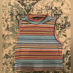 Multicolored turtleneck crop top
